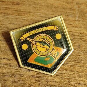 VINTAGE Florida Marlins Baseball Team Pin Gold Tone 1990s